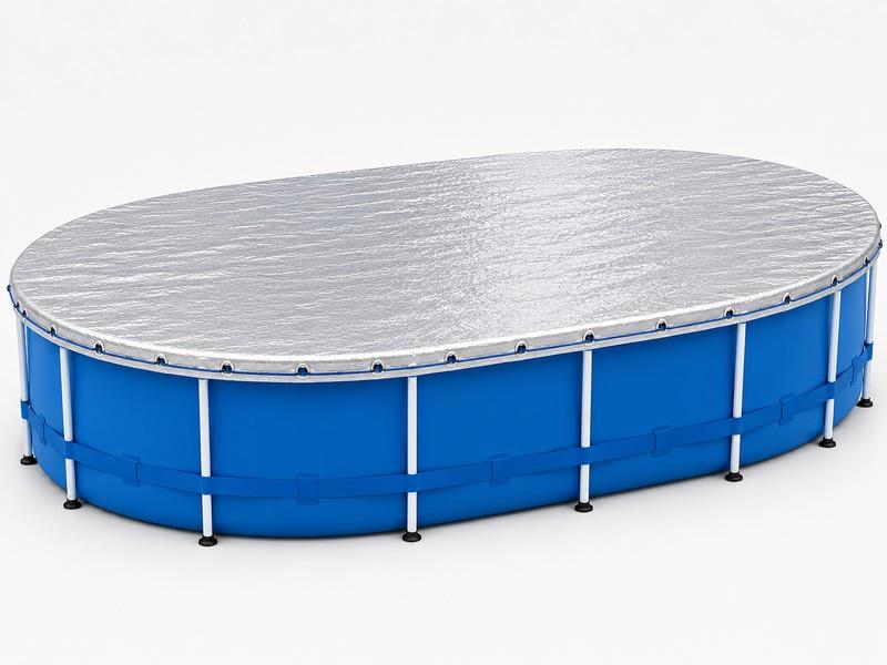 Krycí plachta LDPE 135 g/m² s reflexní hliníkovou vrstvou - na bazén ovál 5,5x3,7 - fólie 6x4,3m