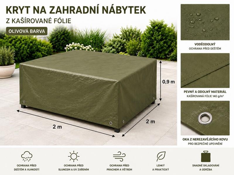 Kryt na zahradní nábytek čtverec - 2m x 2m výška 0,9 m