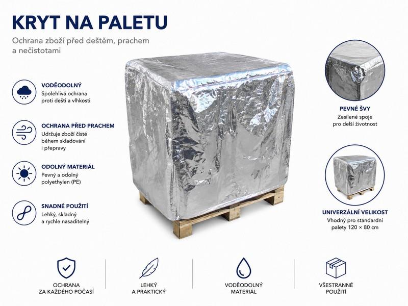 Kryt na paletu EURO - 140 x 90 x 90 cm - LDPE ALU fólie 135g/m2