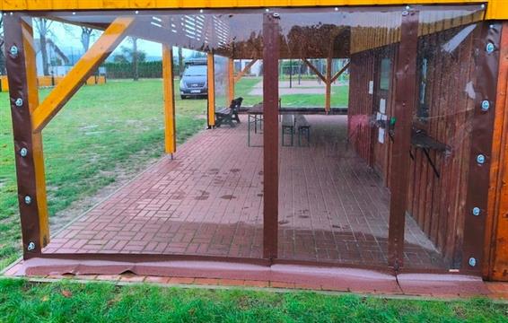 Plachta na pergolu - PVC fólie Crystal 1mm + oka + lem