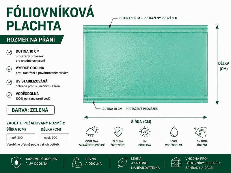 Fóliovníková plachta zelená 140g/m2 -  rozměr na přání - dutina