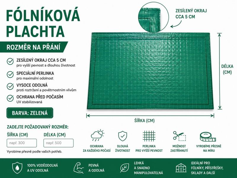 Perlinka 110g/m2 zelená - rozměr na přání -  lemovaná